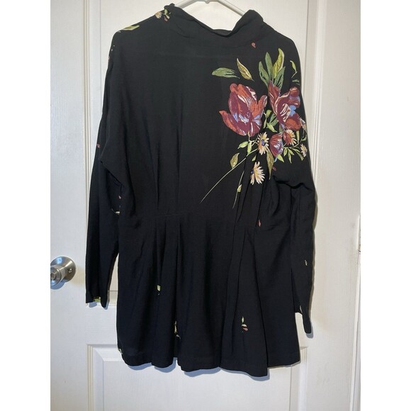 Free People Gemma Black Floral Mini Dress Size Medium - Picture 3 of 11